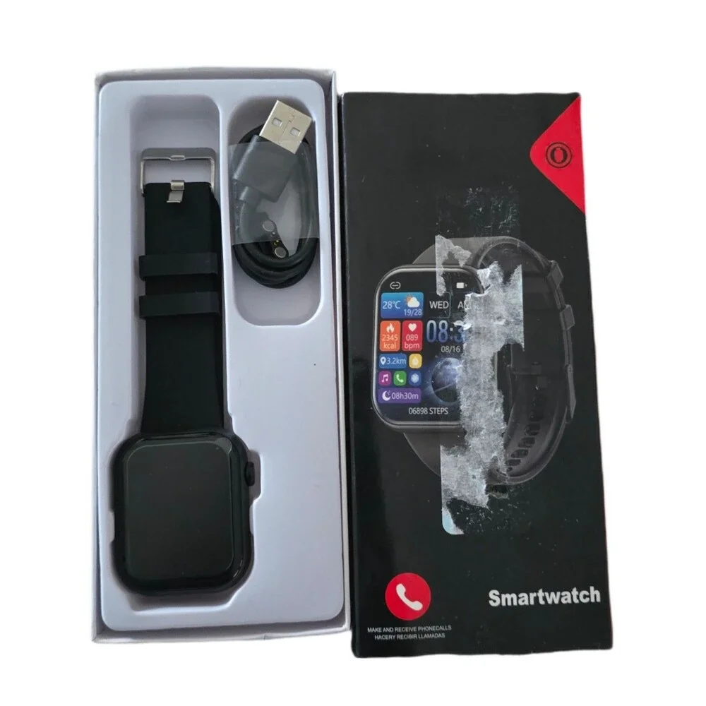 Smart Watch Bluetooth Fitness Tracker HR SpO2 Sleep Monitor Black